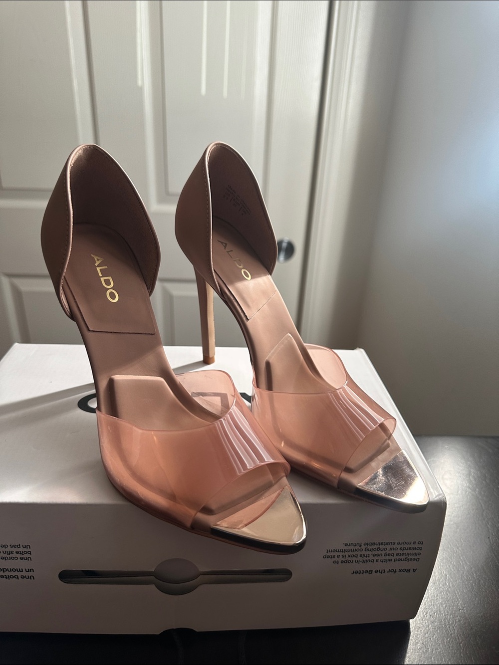 Aldo Blush Pink Clear D'Orsay Stiletto Heels